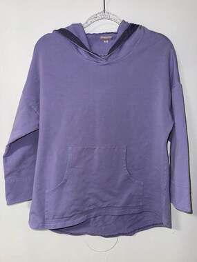 Iridium Purple Oversized Hoodie with Striped Hood Lining Size XS